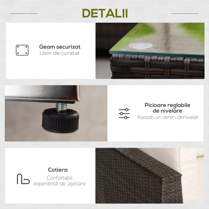  Salon de Gradina cu 8 Piese Modulare din Ratan, Aluminiu si Sticla Tratata, Multicolor [8]