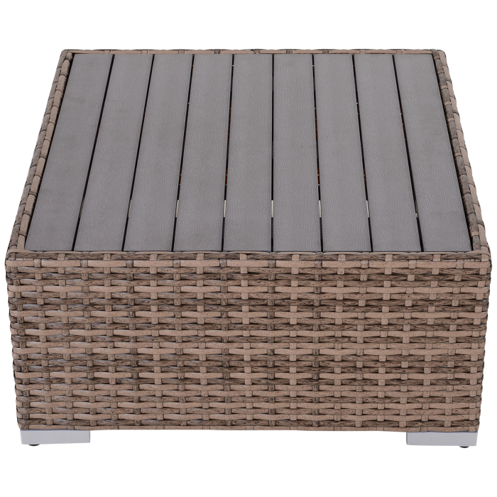  Salon de Gradina din Rattan din 7 Piese cu Masuta si Canapea Modulara cu Perne, Gri [8]