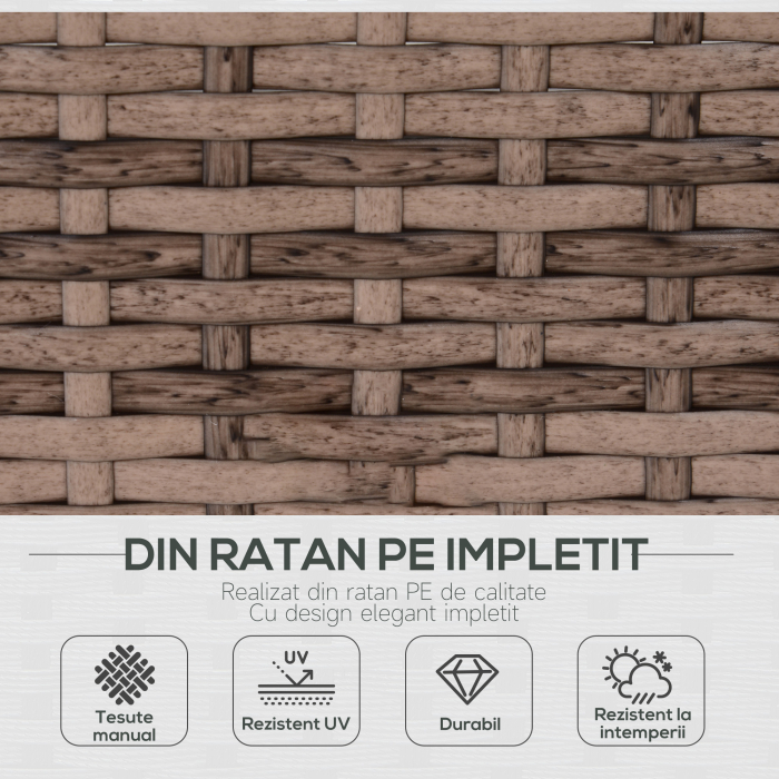  Salon de Gradina din Rattan din 7 Piese cu Masuta si Canapea Modulara cu Perne, Gri [4]