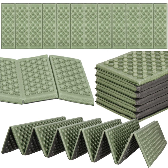 Saltea pliabila pentru camping sau plaja, 182x60 cm, spuma XPE, termoizolanta, pliere armonica, 12 segmente, verde [2]