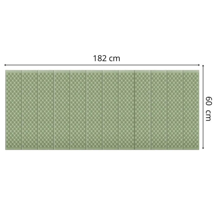 Saltea pliabila pentru camping sau plaja, 182x60 cm, spuma XPE, termoizolanta, pliere armonica, 12 segmente, verde [28]