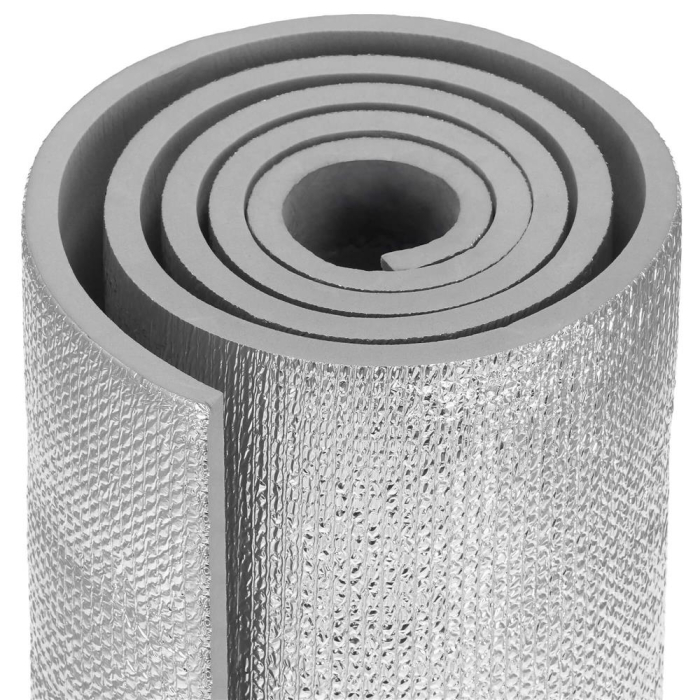 Saltea termoizolanta pentru camping sau plaja, 180x50 cm, spuma PE cu folie aluminiu, grosime 1 cm, gri [17]