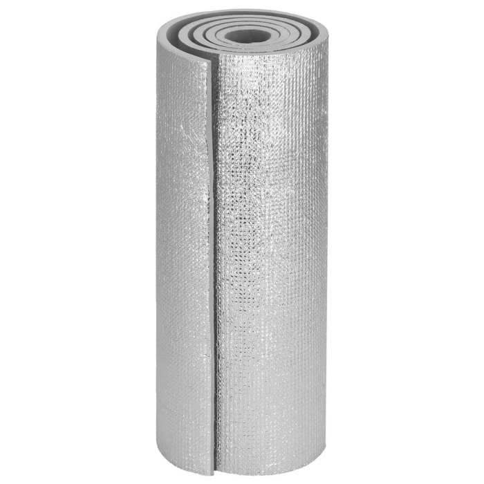 Saltea termoizolanta pentru camping sau plaja, 180x50 cm, spuma PE cu folie aluminiu, grosime 1 cm, gri [16]