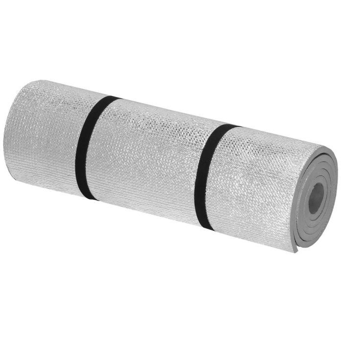 Saltea termoizolanta pentru camping sau plaja, 180x50 cm, spuma PE cu folie aluminiu, grosime 1 cm, gri [5]