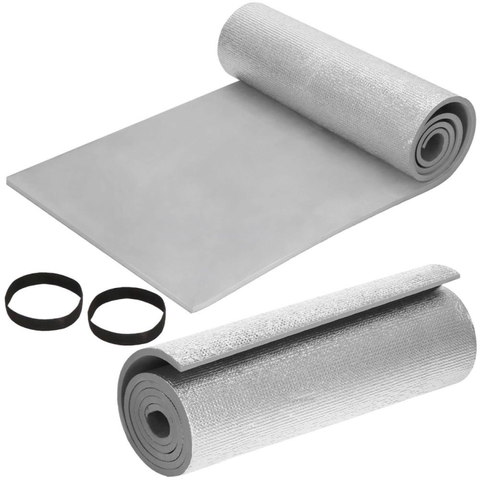 Saltea termoizolanta pentru camping sau plaja, 180x50 cm, spuma PE cu folie aluminiu, grosime 1 cm, gri [7]