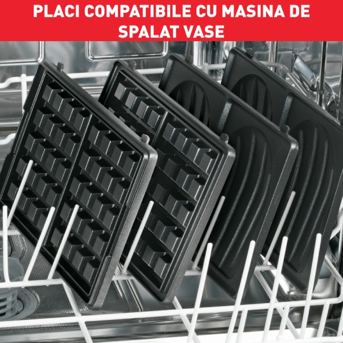 Sandwich maker multifuncţional Snack Collection SW852D12, 700 W, 2 seturi de placi, sandwich si vafe, negru /argintiu [6]