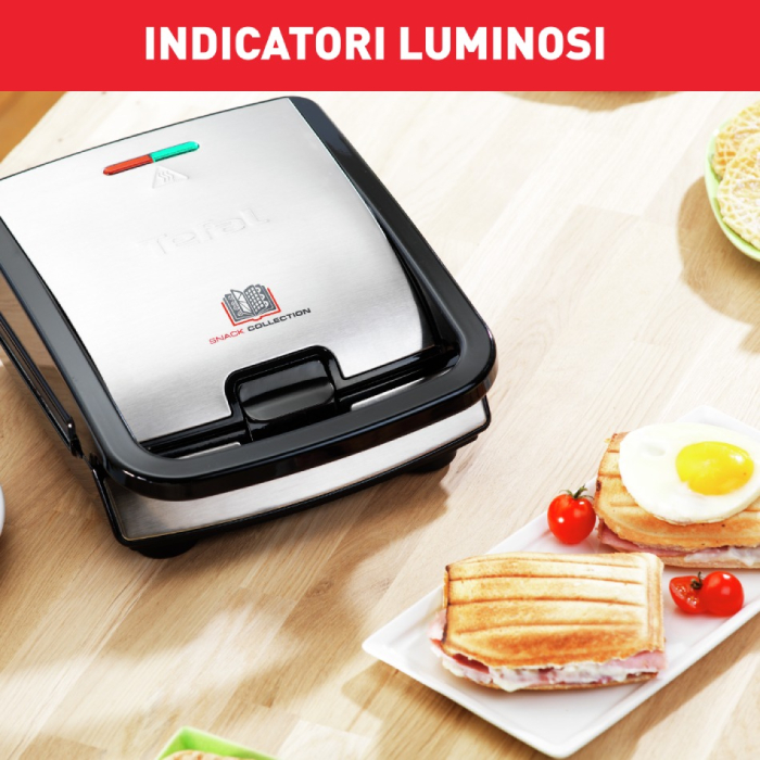 Sandwich maker multifuncţional Snack Collection SW852D12, 700 W, 2 seturi de placi, sandwich si vafe, negru /argintiu [4]