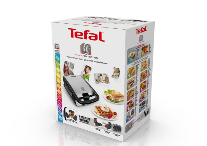 Sandwich maker multifuncţional SNACK COLLECTION TEFAL SW853D12, 2 seturi de placi interschimbabile, sandwich si vafe, otel inoxidabil, [6]