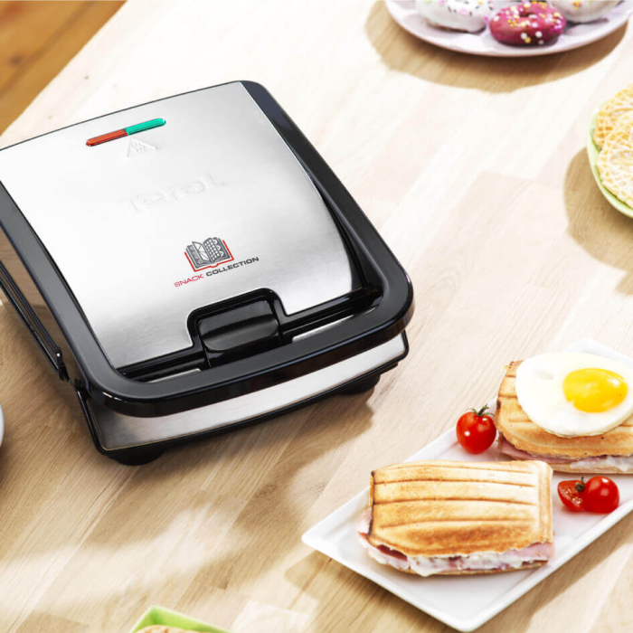 Sandwich maker multifunctional Tefal Snack Collection 4 in 1 SW854D16, 700W, 4 seturi de placi incluse, invelis antiaderent, argintiu [5]