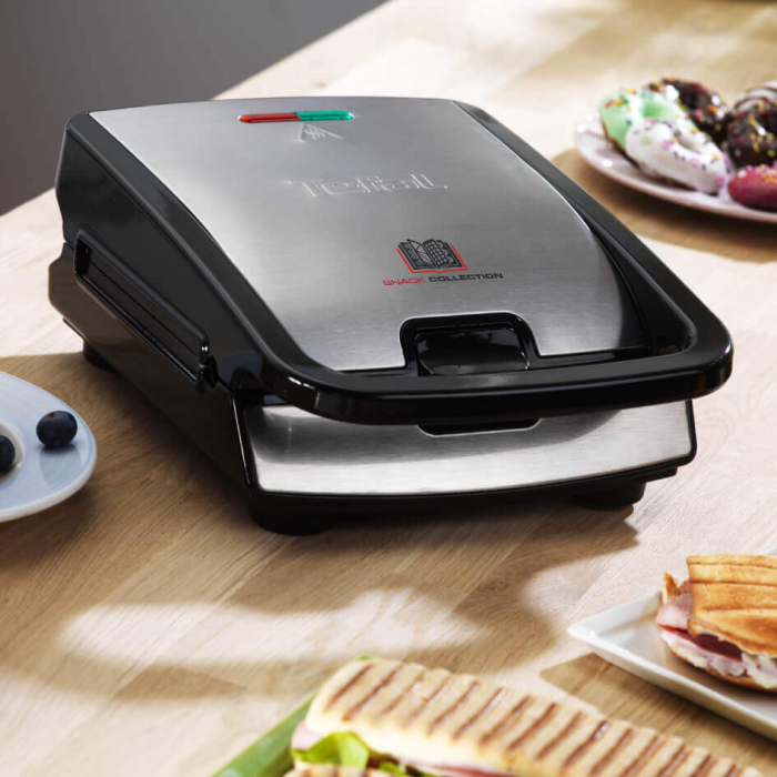 Sandwich maker multifunctional Tefal Snack Collection 4 in 1 SW854D16, 700W, 4 seturi de placi incluse, invelis antiaderent, argintiu [10]