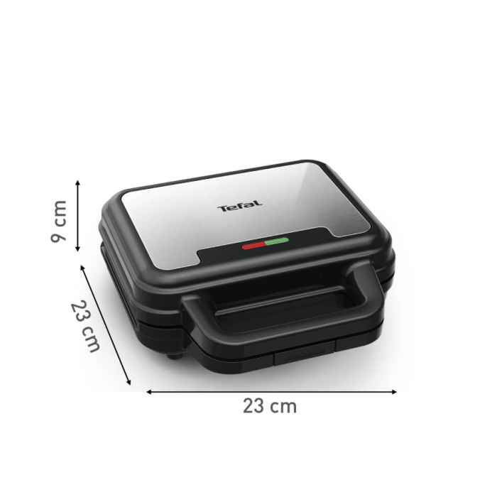 Sandwich maker multifunctional Tefal UltraCompact 3 in 1 SW383D10, 700W, 3 placi detasabile pentru sandwich-uri, panini si gofre, negru & arginti [5]