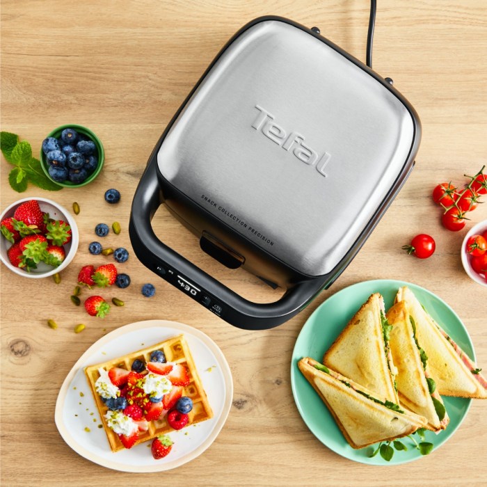 Sandwich maker Tefal Snack Collection Precision SW872BF0, 700 W, termostat reglabil, invelis antiaderent, 2 seturi de placi detasabile, sistem de bloc [6]