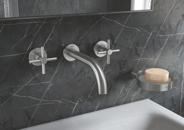 Savoniera Grohe 40256003, 105 mm, 1 orificii instalare, pe suport, sticla, savoniera, Alb [3]