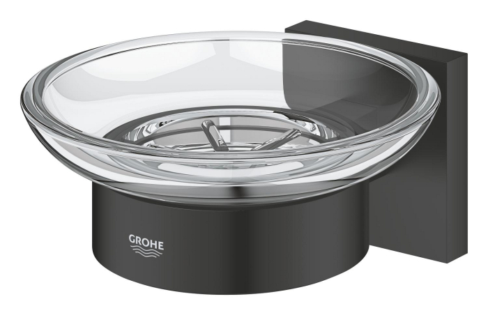 Savoniera Grohe 410962430, 110 mm, 2 orificii instalare, pe perete, metal, sticla, elemente fixare ascunse, Negru [2]