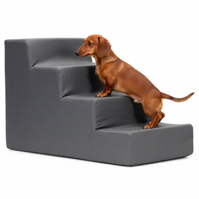 Scara animale companie 4 trepte antiderapanta husa detasabila, 30x58x40 cm, maxim 25 kg, gri inchis [17]