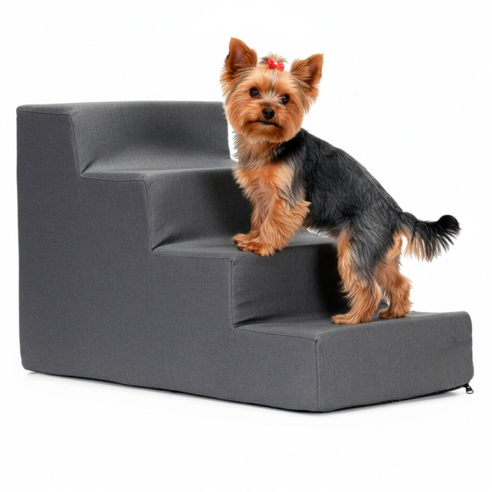 Scara animale companie 4 trepte antiderapanta husa detasabila, 30x58x40 cm, maxim 25 kg, gri inchis [15]