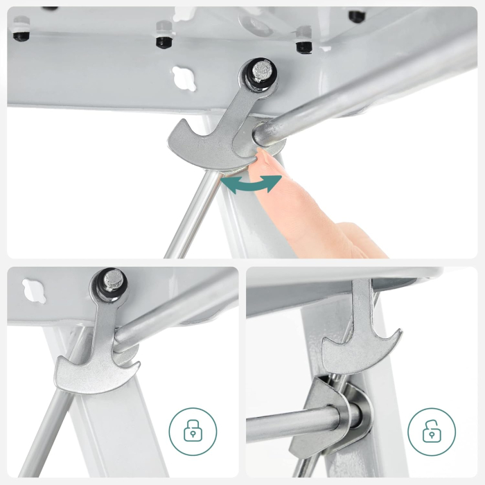 Scara pliabila cu 3 trepte, sarcina 150 kg, otel, 47x75x105 cm, alb si negru [8]