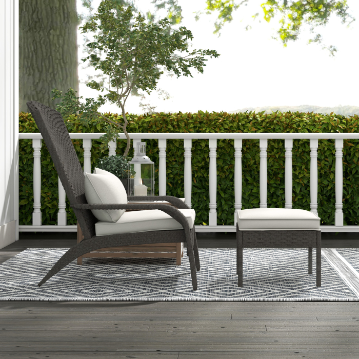  Scaun Adirondack cu taburet din rachita pentru terasa, S [7]