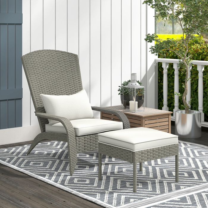  Scaun Adirondack cu taburet din rachita pentru terasa, S [2]