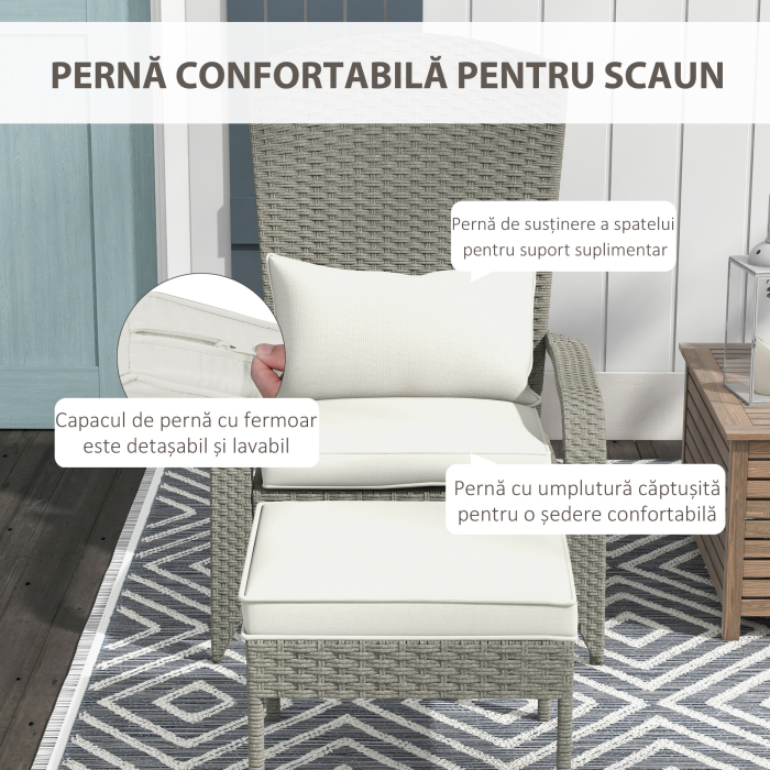  Scaun Adirondack cu taburet din rachita pentru terasa, S [6]
