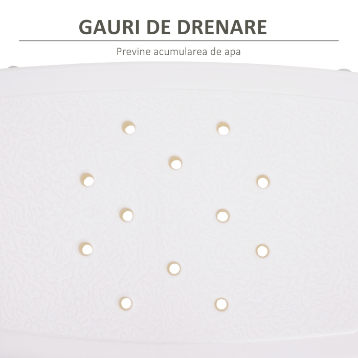  Scaun Baie pentru Dus, inaltime Reglabila, Antiderapant, Cadru din Aluminiu, Alb [7]