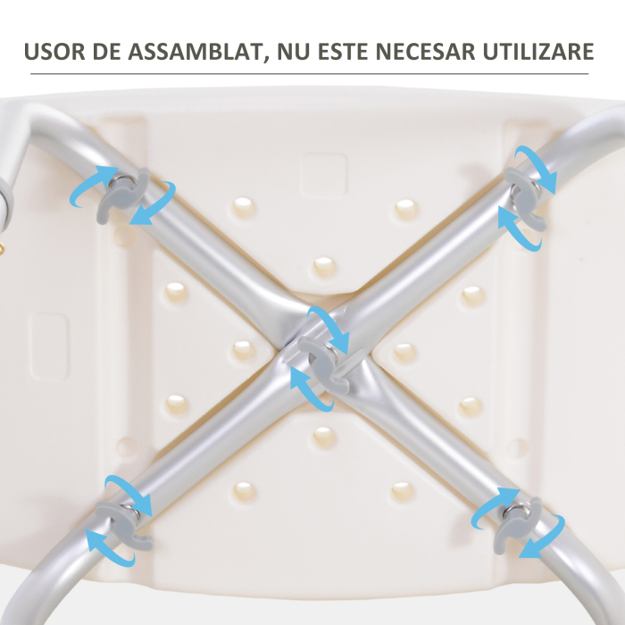  Scaun Baie pentru Dus, inaltime Reglabila, Antiderapant, Cadru din Aluminiu, Alb [5]