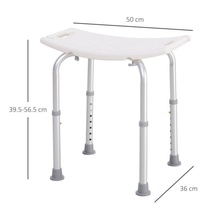 Scaun Baie pentru Dus, inaltime Reglabila, Antiderapant, Cadru din Aluminiu, Alb [3]