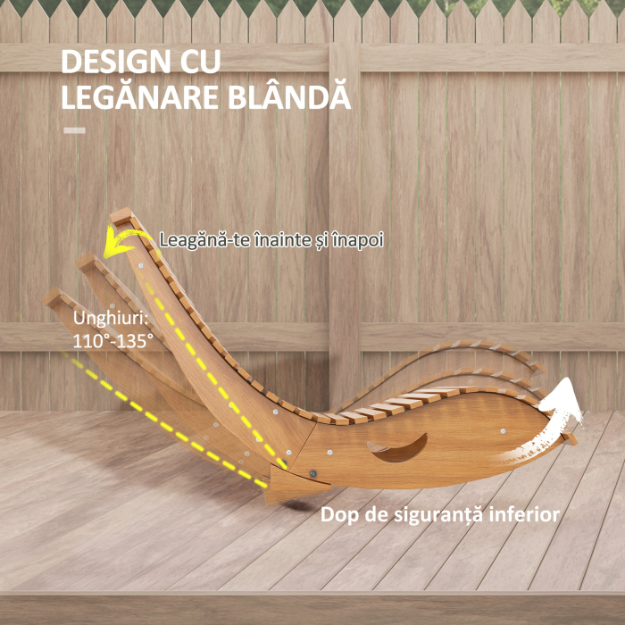  Scaun balansoar de gradina in forma de S cu sezut ergonomic, din lemn de brad si pin, 130x60x60 cm [4]