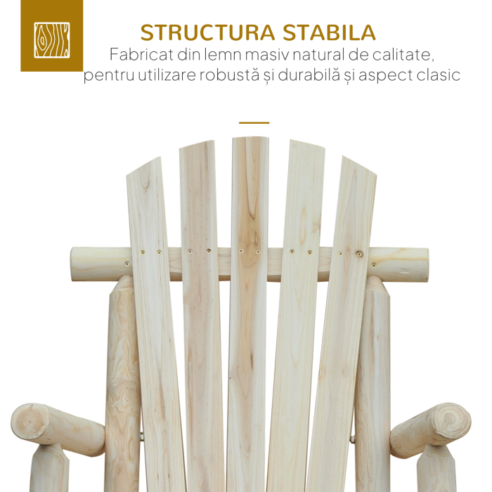  Scaun Balansoar de Gradina Stil Adirondack din Lemn, 66x96x98 cm [4]