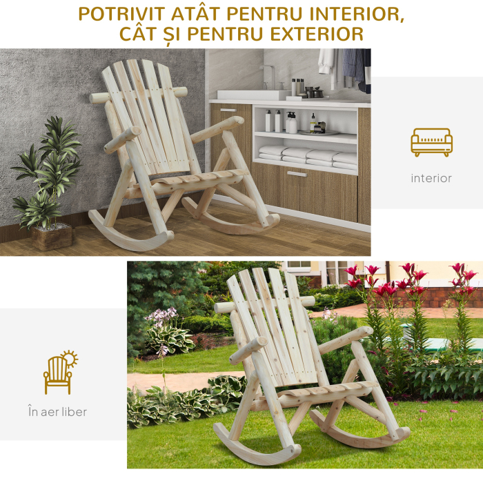  Scaun Balansoar de Gradina Stil Adirondack din Lemn, 66x96x98 cm [7]