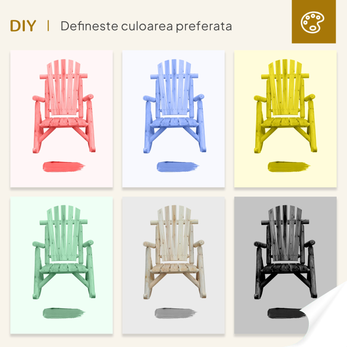  Scaun Balansoar de Gradina Stil Adirondack din Lemn, 66x96x98 cm [8]