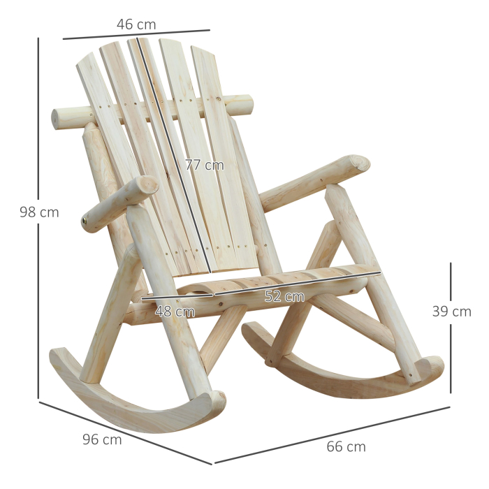  Scaun Balansoar de Gradina Stil Adirondack din Lemn, 66x96x98 cm [3]