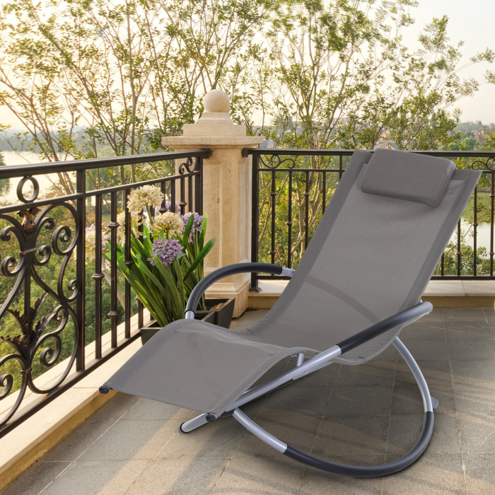  Scaun Balansoar din Texilene Zero-Gravity Gri 154x80x84cm [2]