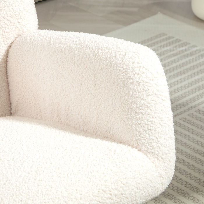  Scaun Balansoar Fotoliu Relaxant din Catifea Teddy, Alb Crem [8]