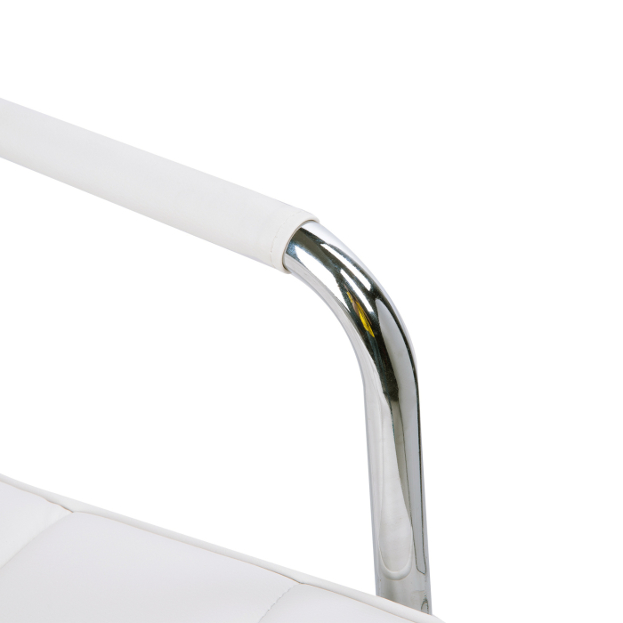  Scaun Birou Alb - Captusit, Reglabil & Mobil pe Roti [9]