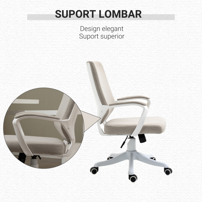  Scaun Birou Ergonomic cu inaltime Reglabila, Pivotant la 360° si Leganare, 62x69x92-100 cm, Bej [6]