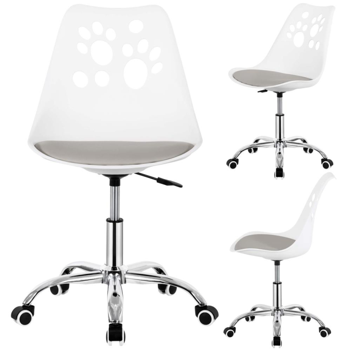 Scaun birou ergonomic, cu sezut din spuma, reglabil pe inaltime, maxim 120 kg, 90x49x48 cm, alb si gri [9]