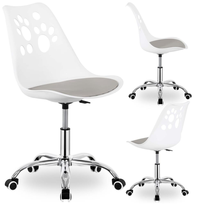 Scaun birou ergonomic, cu sezut din spuma, reglabil pe inaltime, maxim 120 kg, 90x49x48 cm, alb si gri [8]