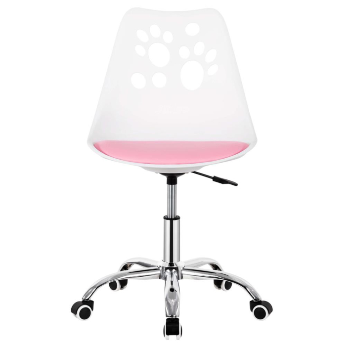 Scaun birou ergonomic, cu sezut din spuma, reglabil pe inaltime, maxim 120 kg, 90x49x48 cm, alb si roz [7]