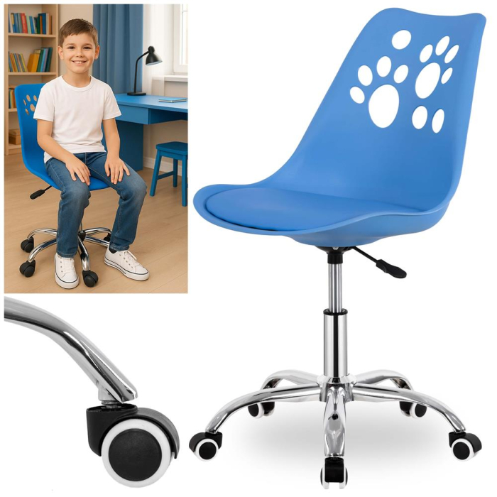 Scaun birou ergonomic, cu sezut din spuma, reglabil pe inaltime, maxim 120 kg, 90x49x48 cm, albastru [9]