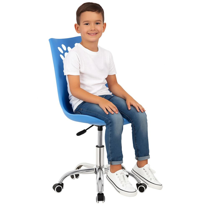 Scaun birou ergonomic, cu sezut din spuma, reglabil pe inaltime, maxim 120 kg, 90x49x48 cm, albastru [7]