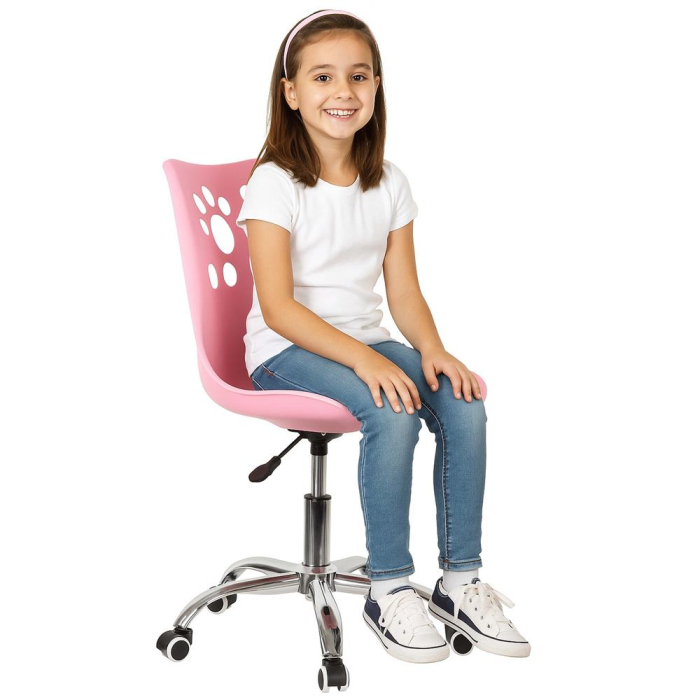 Scaun birou ergonomic, cu sezut din spuma, reglabil pe inaltime, maxim 120 kg, 90x49x48 cm, roz [7]