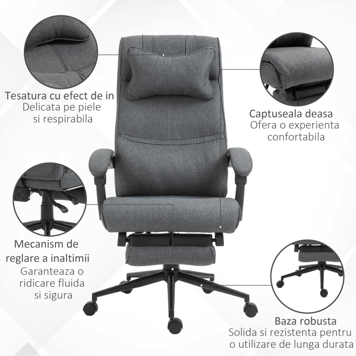  Scaun Birou Ergonomic Reglabil cu Tetiera si Suport Picioare [6]