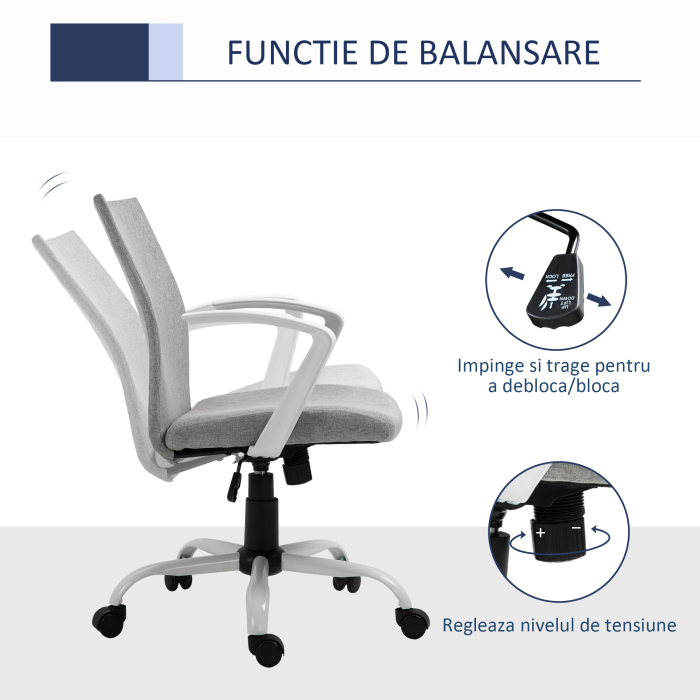  Scaun Birou Ergonomic Reglabil & Rotativ - Gri [5]
