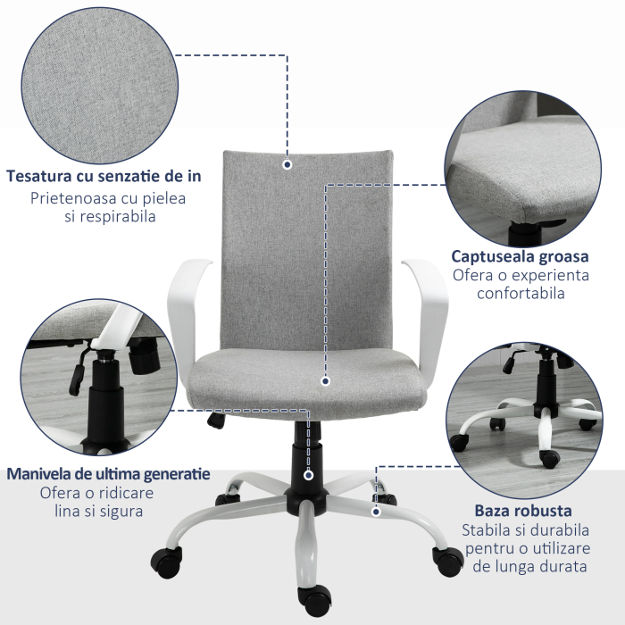  Scaun Birou Ergonomic Reglabil & Rotativ - Gri [7]