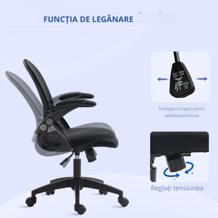  Scaun Birou Ergonomic - Spatar Plasa & sezut Tapitat [6]
