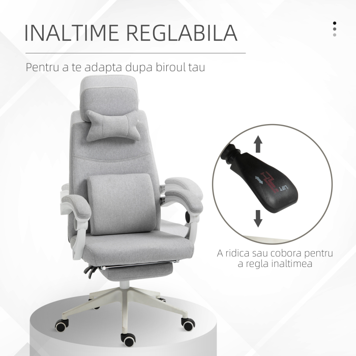  Scaun Birou Gri - Reglabil si Rotativ Ergonomic [5]
