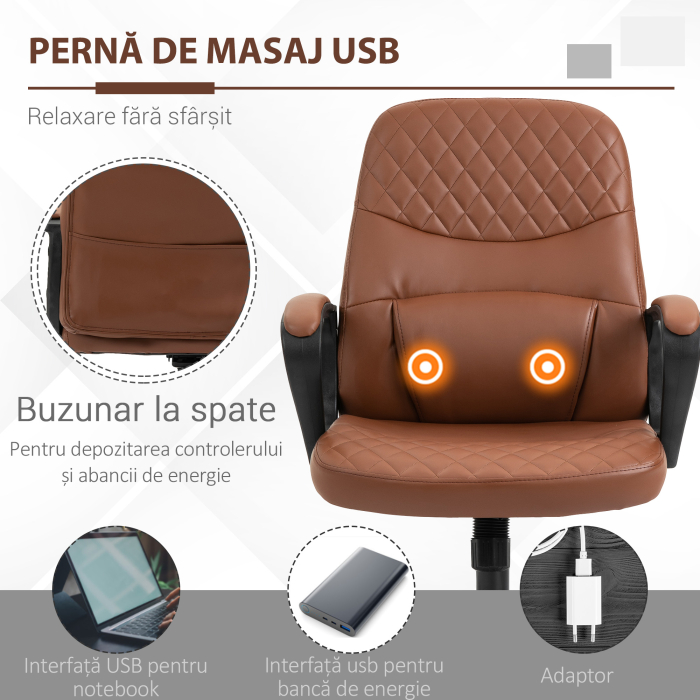  Scaun Birou Masaj - Maro, Reglabil, Piele Ecologica [4]