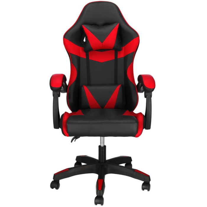 Scaun birou pentru gaming, ergonomic, suport lombar si tetiera, 114-123x55x50 cm, negru si rosu [1]