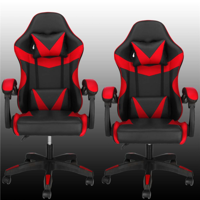 Scaun birou pentru gaming, ergonomic, suport lombar si tetiera, 114-123x55x50 cm, negru si rosu [8]